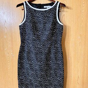 Carmen Marc Valvo S 14 Black/White Small Geo Print Sheath Dress Sleeveless …
